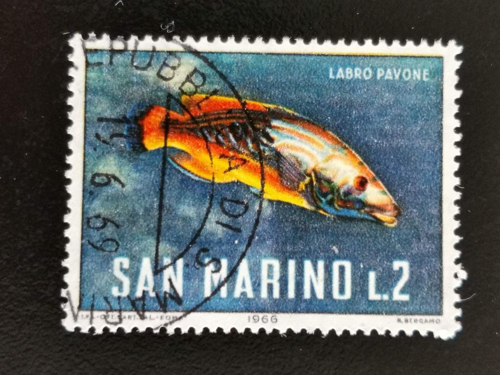 Saint-Marin 1966 - faune sous-marine - poissons, Enlèvement ou Envoi, Affranchi