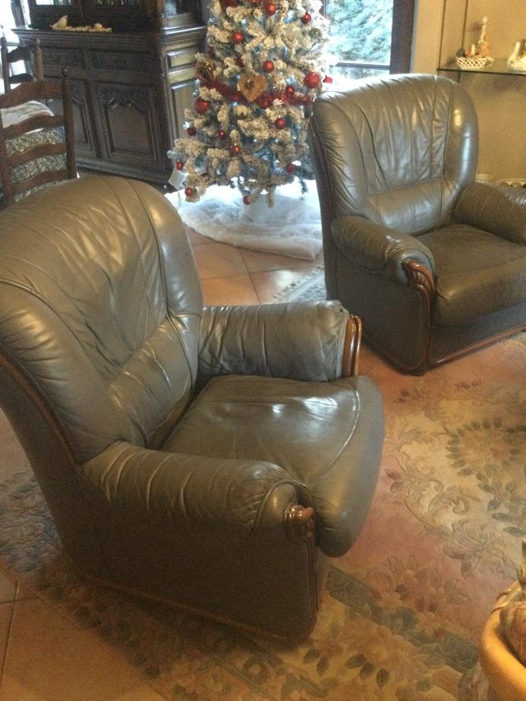 Gratis twee eenzitters, Huis en Inrichting, Fauteuils, Ophalen of Verzenden, Gebruikt, Leer