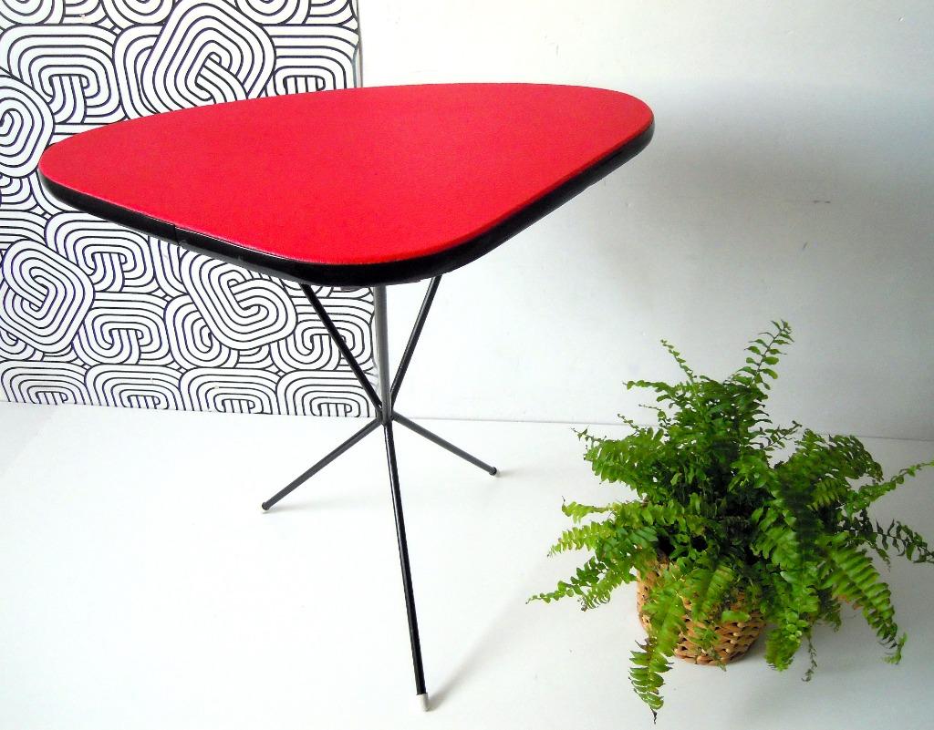 Table d'appoint tripode Expo '58 en cuir rouge, Enlèvement ou Envoi