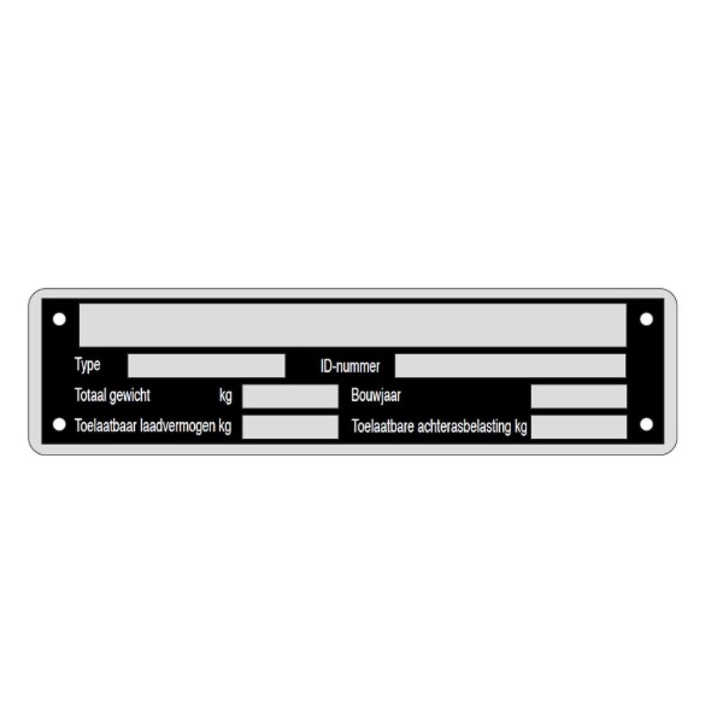 Typeplaat / typeplaatje neutraal 148 x 38 mm aluminium, Envoi
