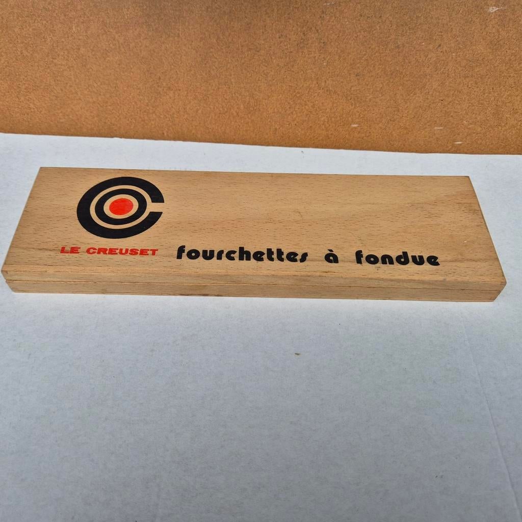 Le Creuset, coffret en bois, 6 fourchettes à fondue bourguig, Enlèvement ou Envoi