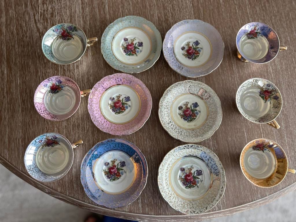 Vintage 6 tassen + ondertassen, Antiek en Kunst, Ophalen