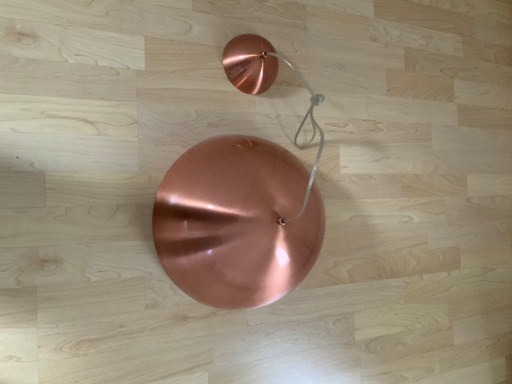 2 mooie koperkleurige hanglampen, Ophalen of Verzenden, Zo goed als nieuw, Metaal, Flamant