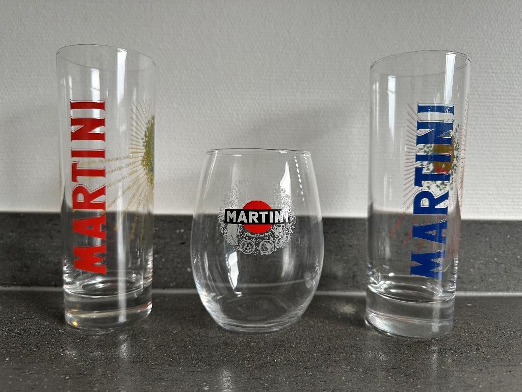 Lot van 3 Martini glazen, Ophalen, Zo goed als nieuw, Overige typen