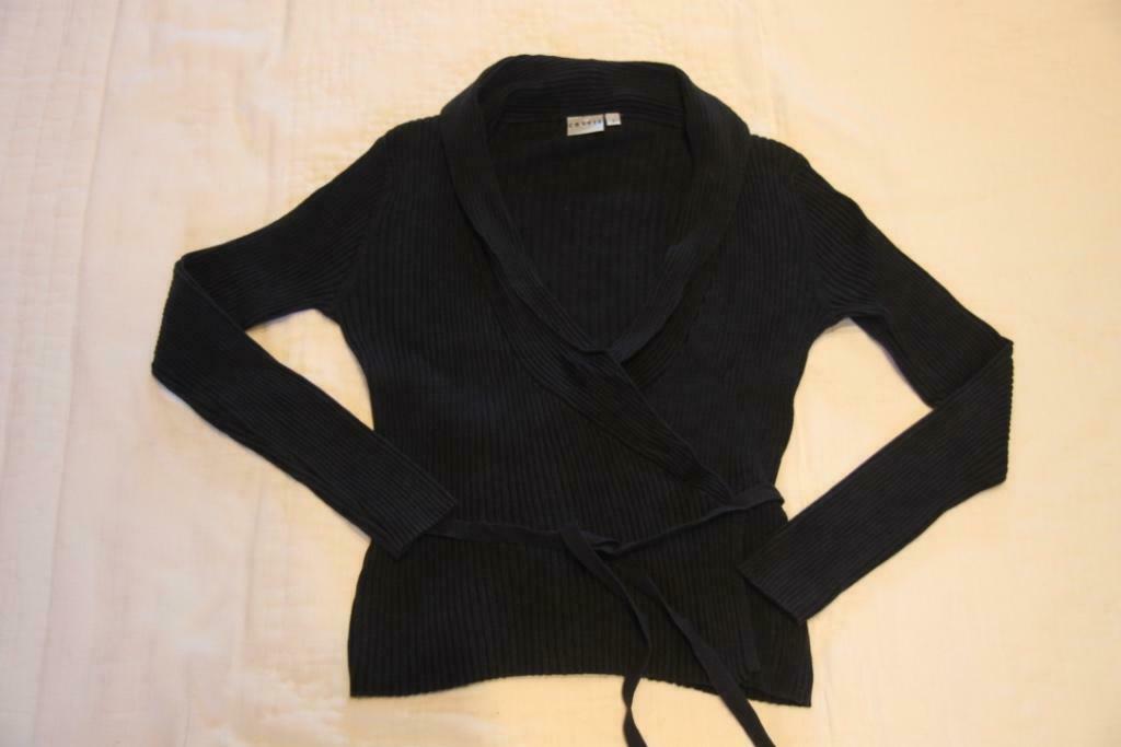 Zwarte dames gilet gekruisd in ribbelkatoen, M: 38, Maat 38/40 (M), Zwart, MET, Ophalen of Verzenden