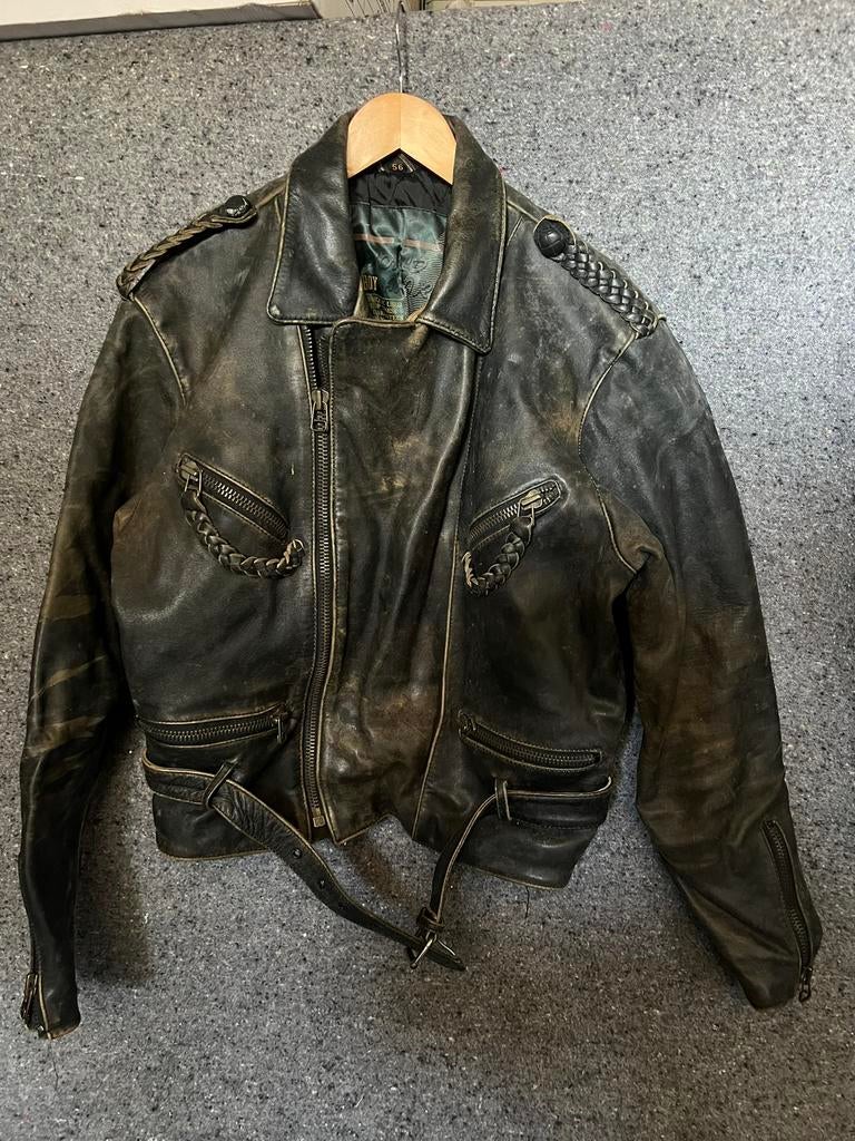Retro leder moterjack, Motoren, Ophalen, Tweedehands, Heren, Jas | leer