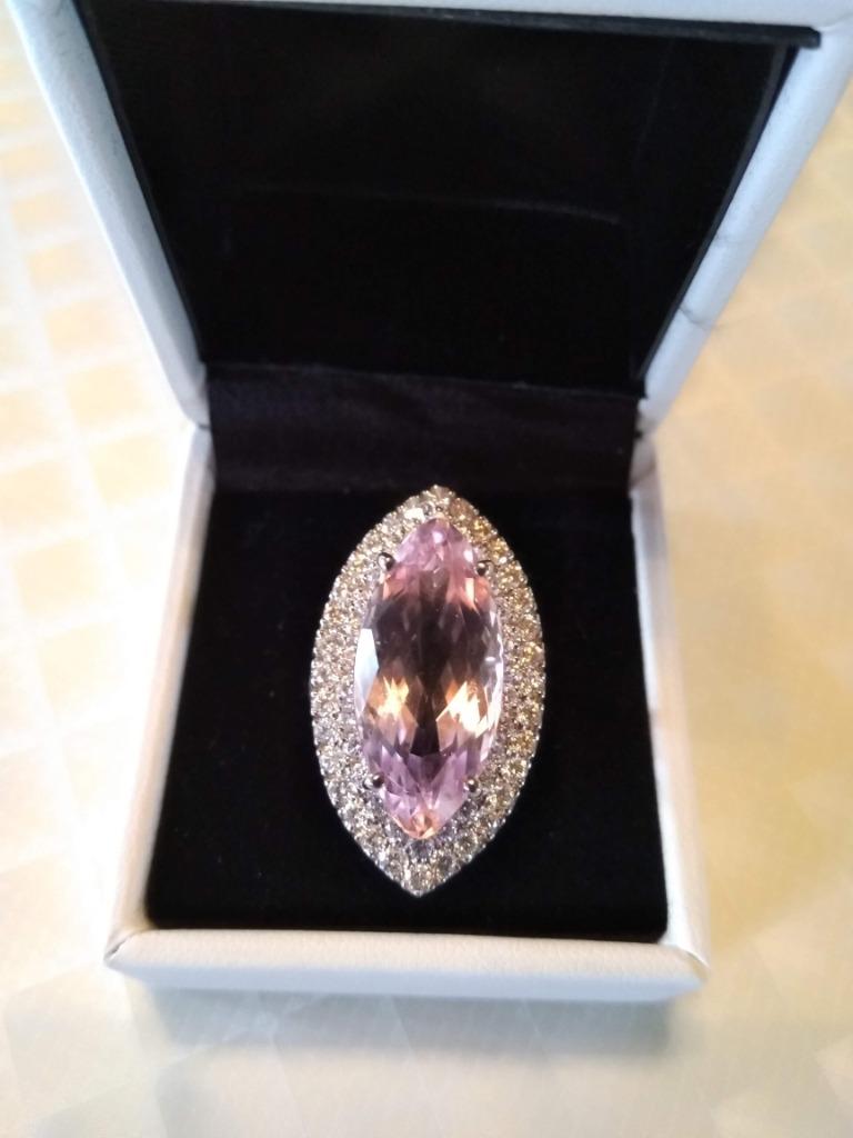witgouden ring met roze kunziet, Handtassen en Accessoires, Ringen, Nieuw, Dame, Roze, Goud, Met edelsteen, Ophalen