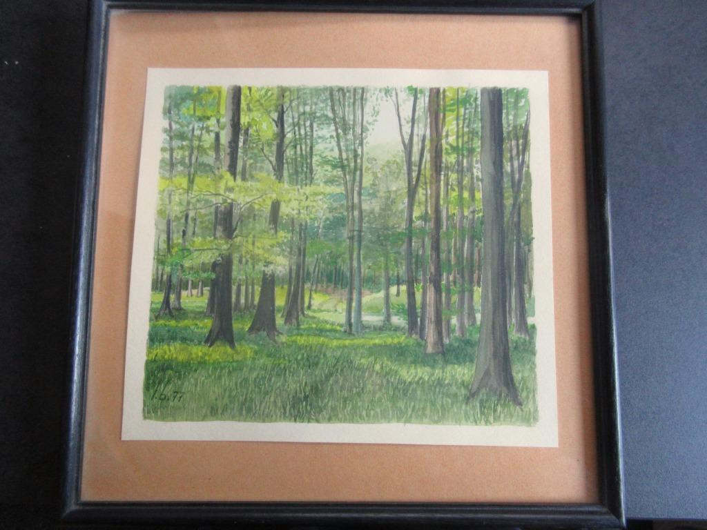 Aquarel "Sous Bois"door Lucien Boschmans, Ophalen of Verzenden