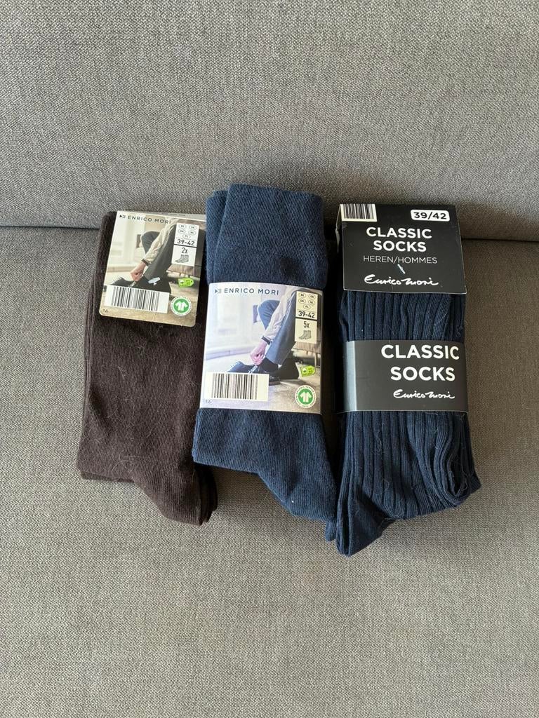 12 nouvelles paires de chaussettes Enrico Mori taille 39-42, Enlèvement ou Envoi, Neuf, Taille 39 à 42, Enrico Mori