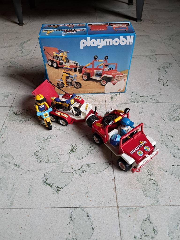Vintage Playmobil 3134 terreinwagen met crossmotoren, Kinderen en Baby's, Speelgoed | Playmobil, Ophalen, Gebruikt, Complete set