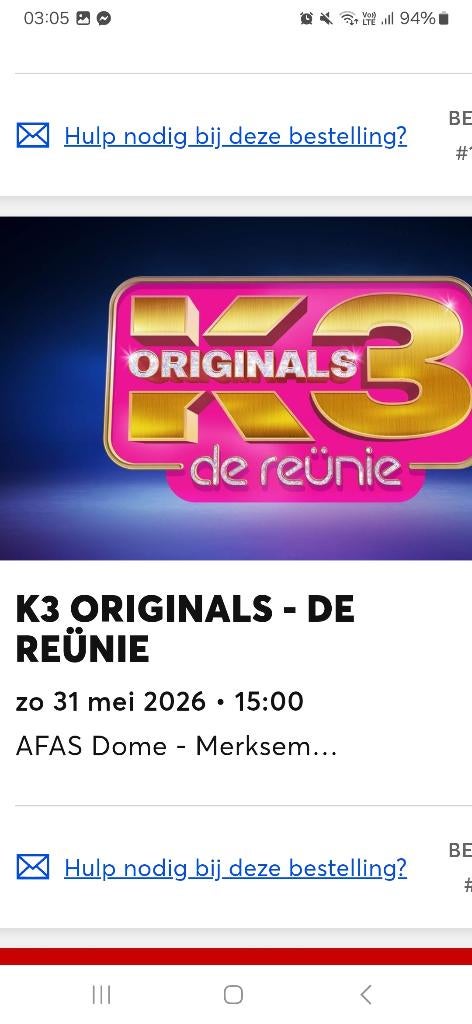 Ticket K3 Originals, Eén persoon, Mei, Overige typen