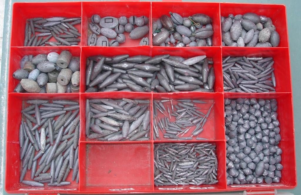 Visgerief , veel lood uit te kiezen (ongeveer 5,900kg ), Ophalen, Gebruikt, Dobber of Lood