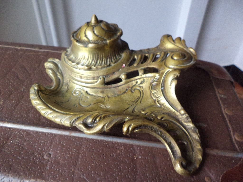 av ancien encrier en laiton style art nouveau 10 eur, Ophalen, Koper