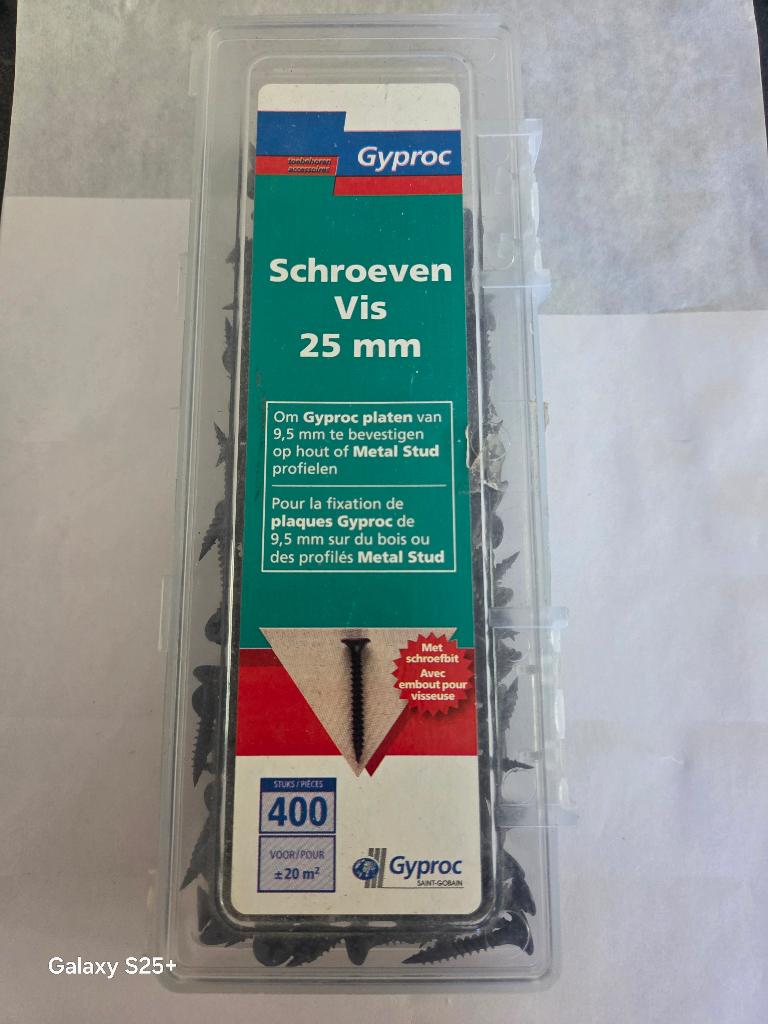 Boite de vis 25mm pour fixation plaques gyproc de 9,5mm, Bricolage & Construction, Enlèvement, Neuf, Autres matériaux