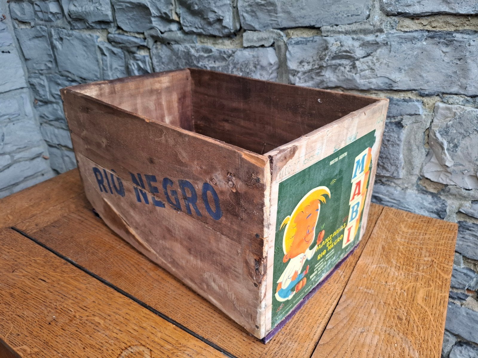 Ancienne caisse à pommes en bois – RIO NEGRO – Argentine, Antiquités & Art, Enlèvement