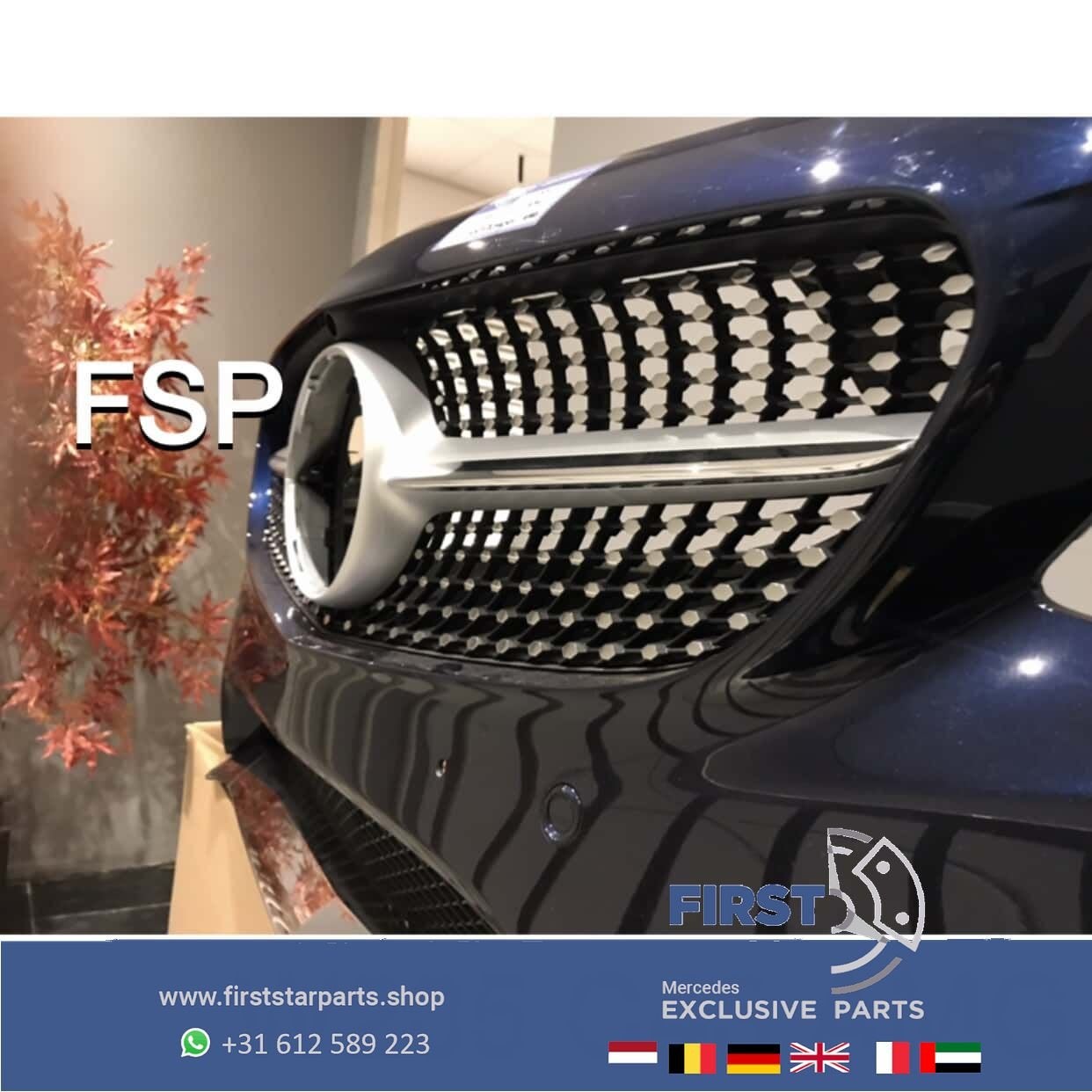 W205 C205 C43 AMG BUMPER Mercedes C Klasse 2018 VOORBUMPER C, Gebruikt, -, Voor, Ophalen of Verzenden