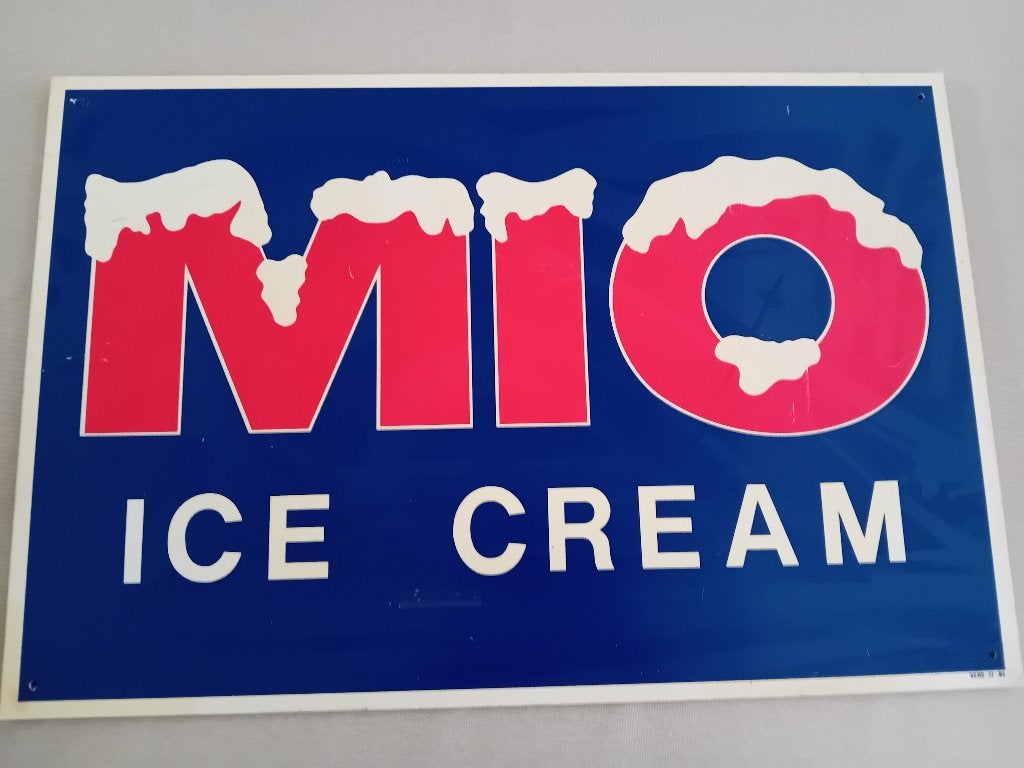 Plaque publicitaire Mio ice cream, Collections, Enlèvement ou Envoi, Utilisé, Panneau publicitaire