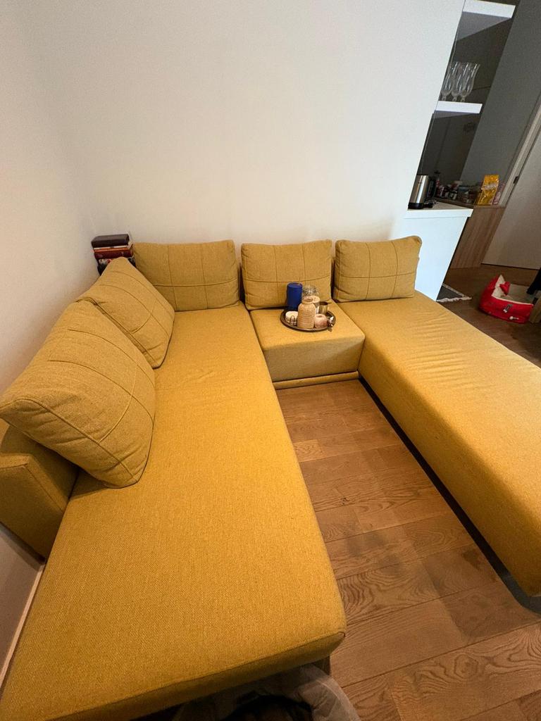 Modulaire hoekzetel geel – multifunctioneel, Huis en Inrichting, Zetels | Zetels en Chaises Longues, Ophalen, Zo goed als nieuw