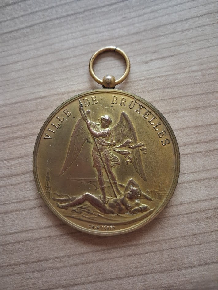 Medaille huwelijk Prins Albert en Prinses Elisabeth2/10/1900, Ophalen of Verzenden, Brons