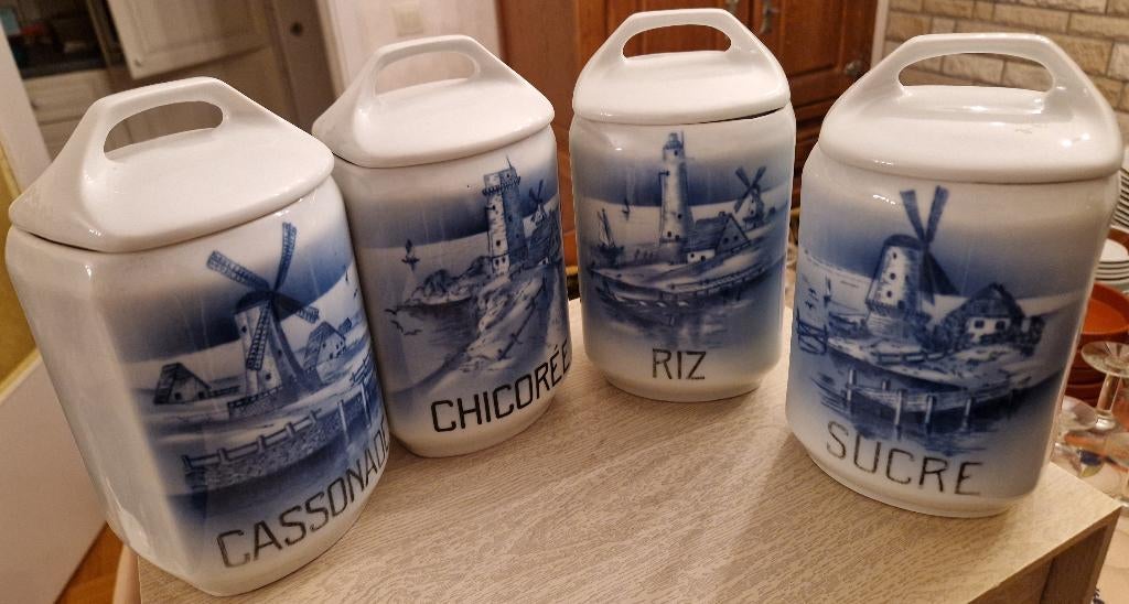 4 vintage bewaarpotten, Antiek en Kunst, Ophalen
