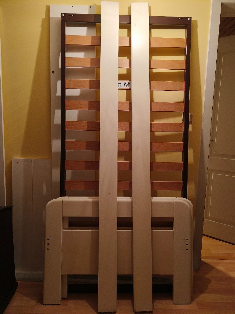 Bed, Ophalen, 90 cm, Eenpersoons, Bruin