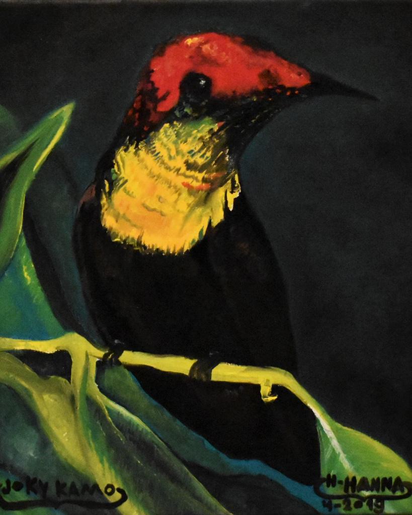 Peinture d'oiseau Colibri, signée par joky kamo, Antiquités & Art, Art | Peinture | Classique, Enlèvement