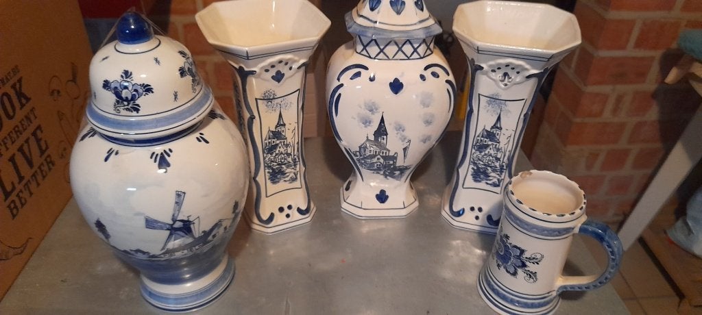 Set vazen in echt Delft, Antiquités & Art, Antiquités | Vases, Enlèvement