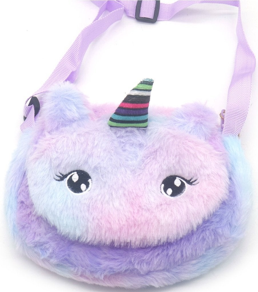 Sac en peluche pour enfant Licorne lilas multicolore 18x14,5, Neuf, Enlèvement ou Envoi, Autres couleurs, Imprimé