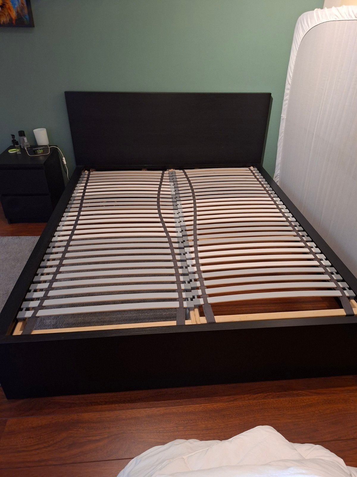 Ikea Malm dubbel bed zwart 1m60, Enlèvement, Deux personnes, Noir