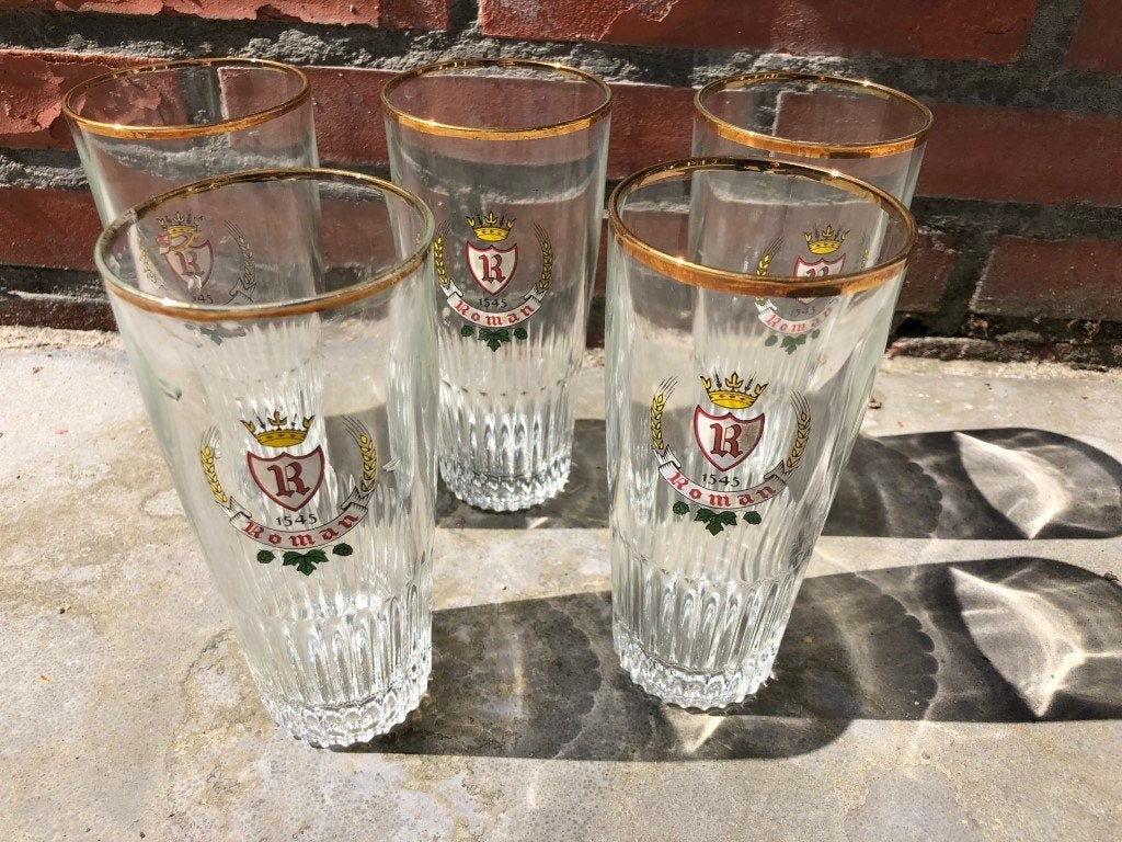 5 bierglazen Roman 1545, Verzamelen, Biermerken, Ophalen of Verzenden
