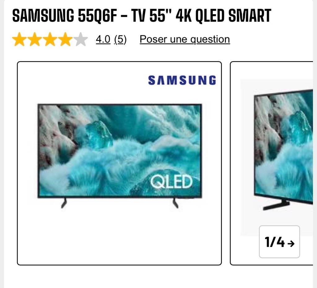 Télé Samsung 55 pouces cassé, QLED, Enlèvement, Ne fonctionne pas, Smart TV