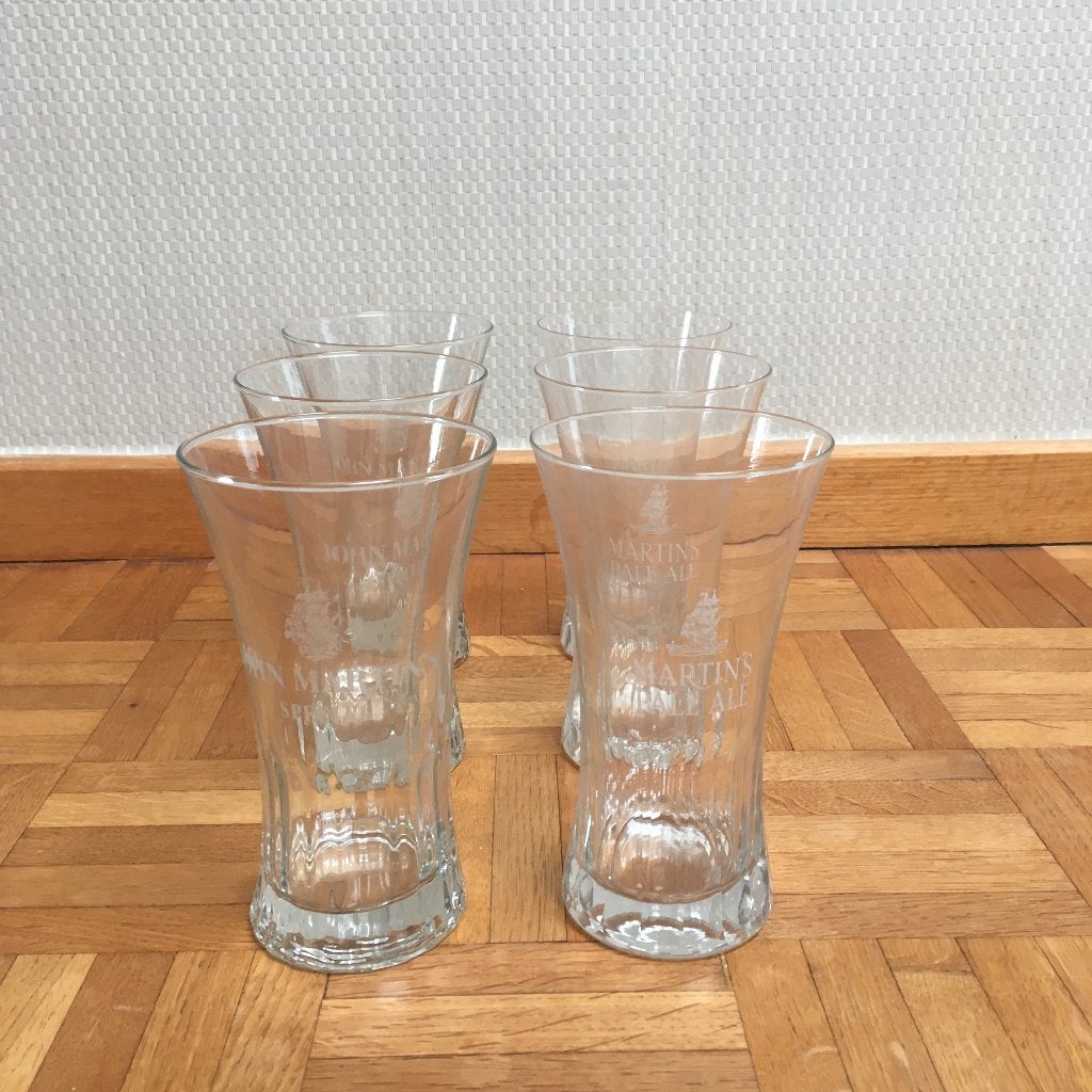 6 Martins Pale Ale glazen, Verzamelen, Glas en Drinkglazen, Ophalen of Verzenden, Zo goed als nieuw, Borrel- of Shotglas