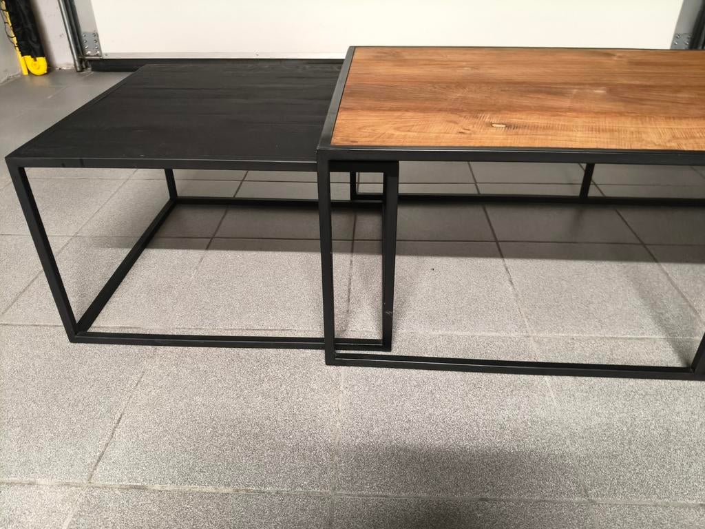 Grote salontafel + 2 kleintjes in teak, Huis en Inrichting, Tafels | Sidetables, Ophalen
