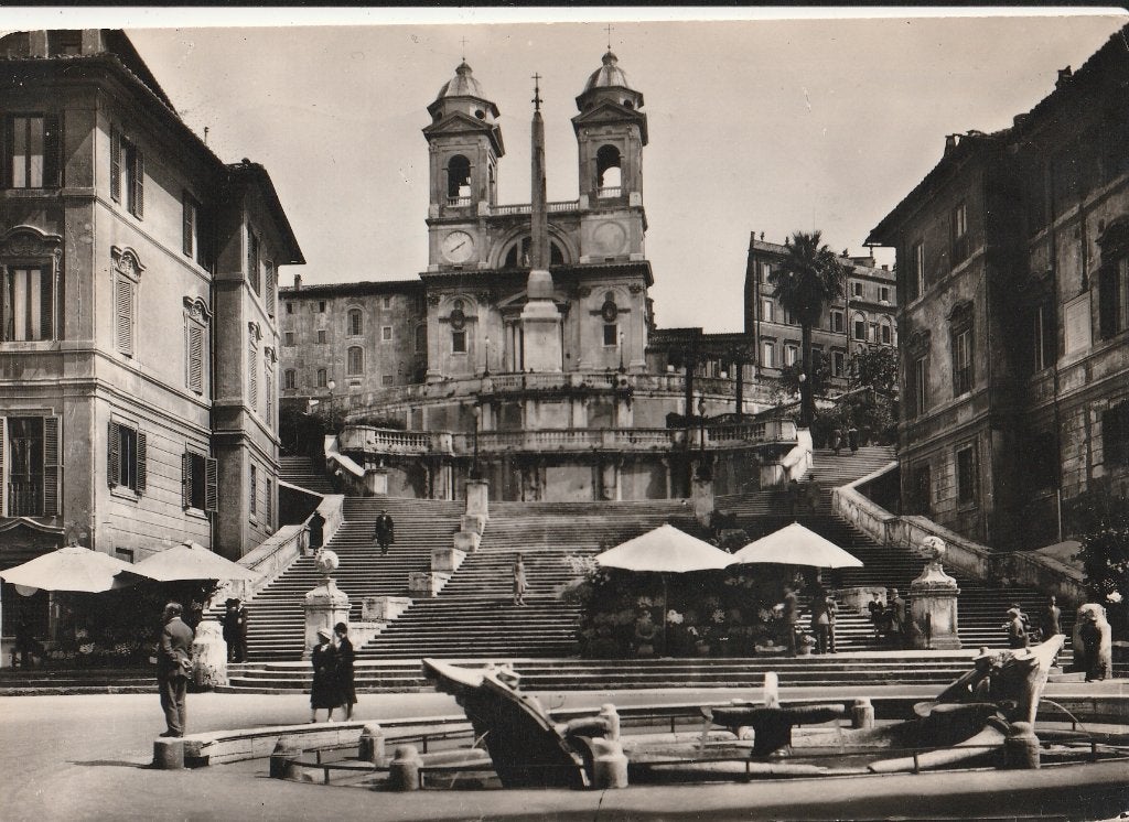 ROME -  Trinita dei Monti  + Mooie postzegel !, Collections, Cartes postales | Étranger, Envoi, 1940 à 1960, Affranchie, Italie