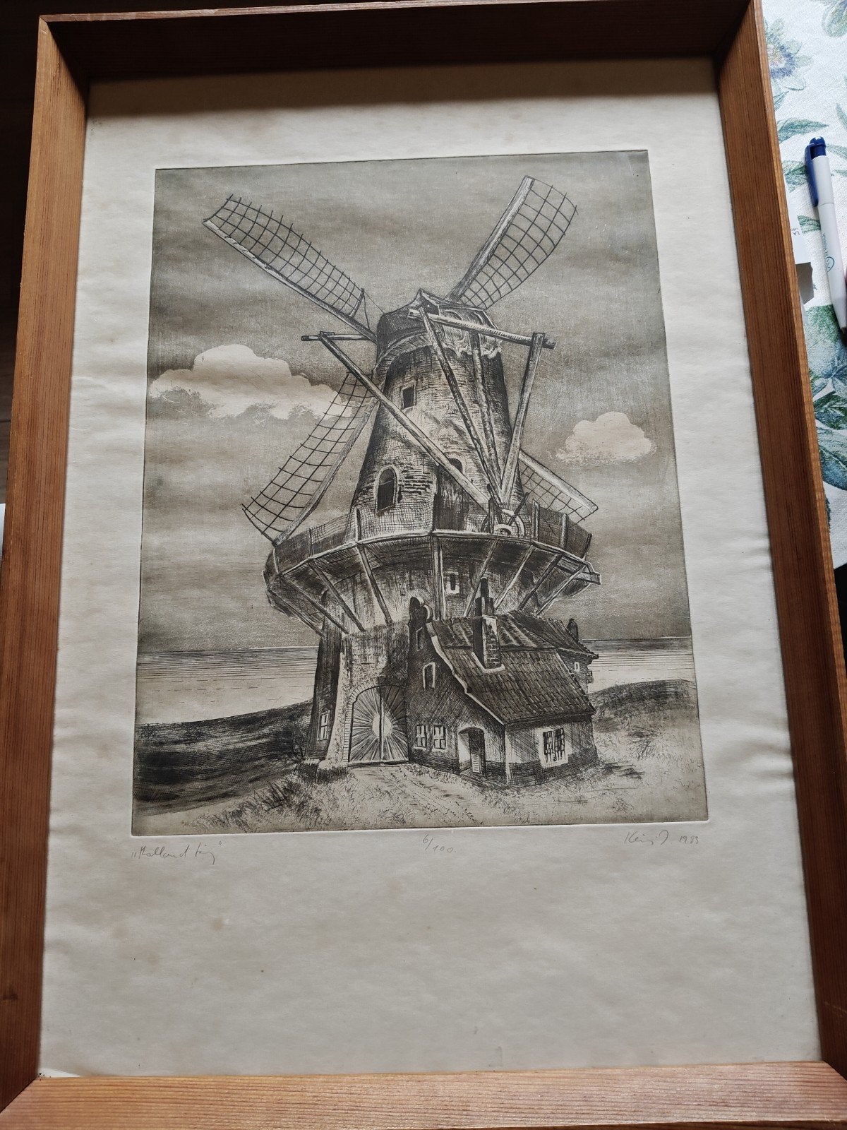 originele ets van  Carl Heinz Stricker (1926–2002),, Ophalen, Ets, Houtskooltekening, Genummerd