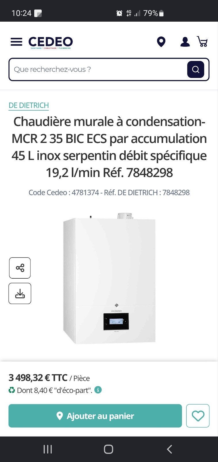 chaudière gaz de dietrich 24kw neuve, Enlèvement