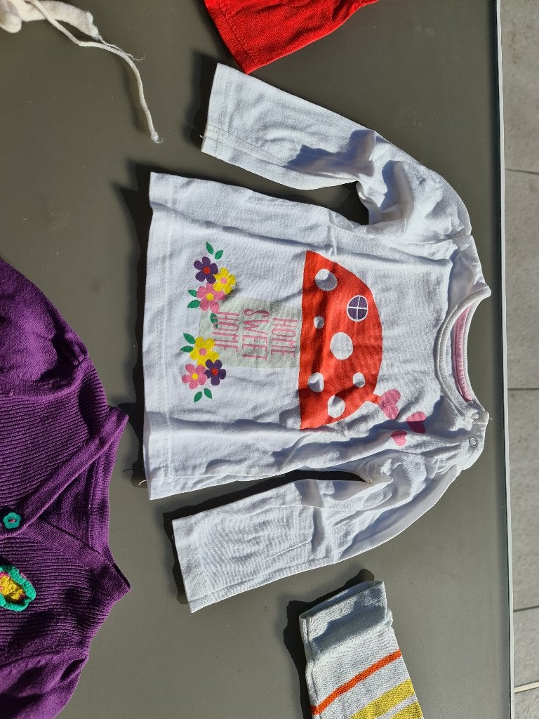 witte t-shirt, longsleef met paddestoel, 74, Enfants & Bébés, Vêtements de bébé | Taille 74, Enlèvement, Comme neuf