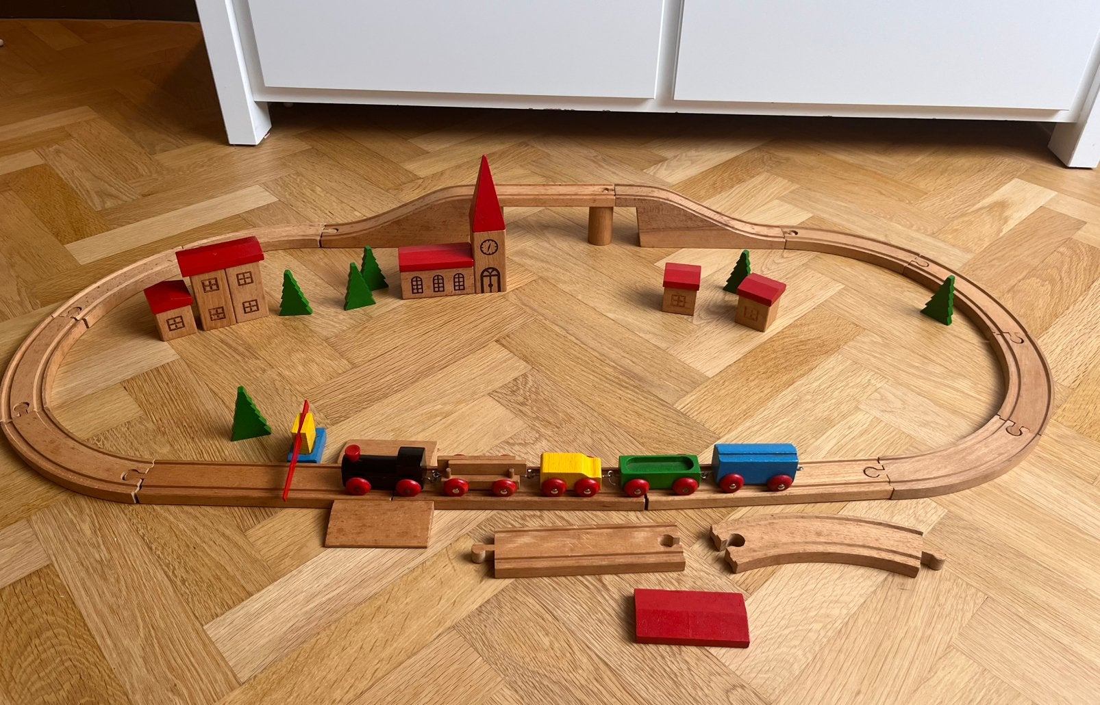 Brio Vintage trein + dorp, Kinderen en Baby's, Ophalen of Verzenden, Gebruikt