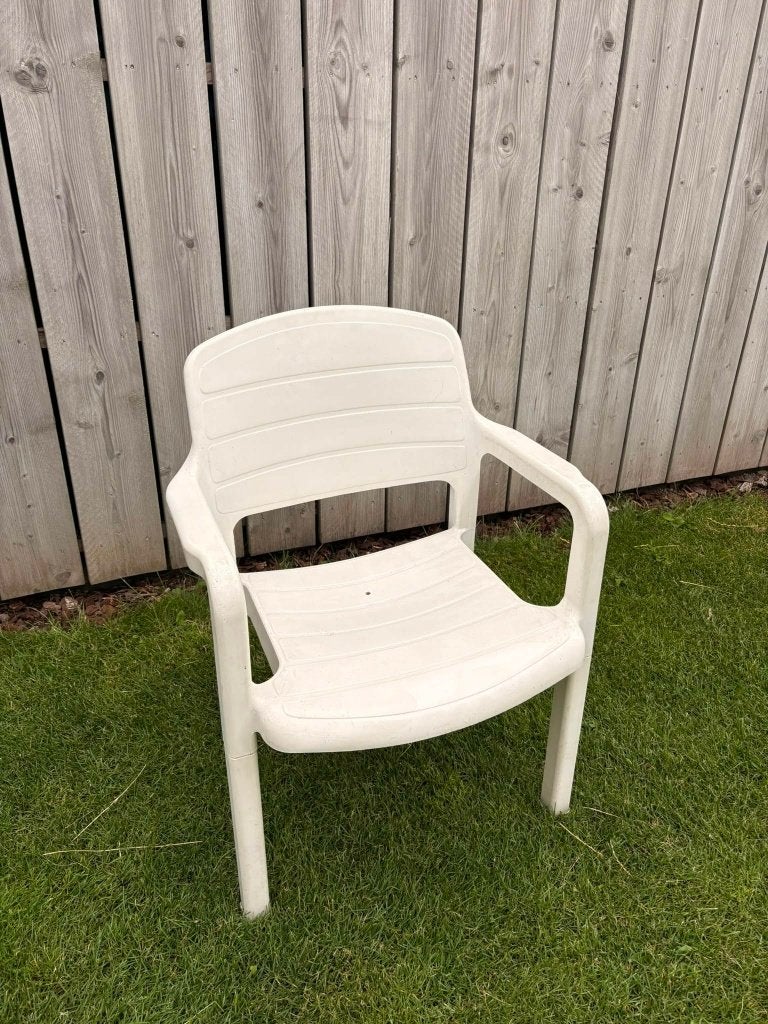 Set 4 tuinstoelen, Ophalen, Gebruikt, Kunststof, Stapelbaar