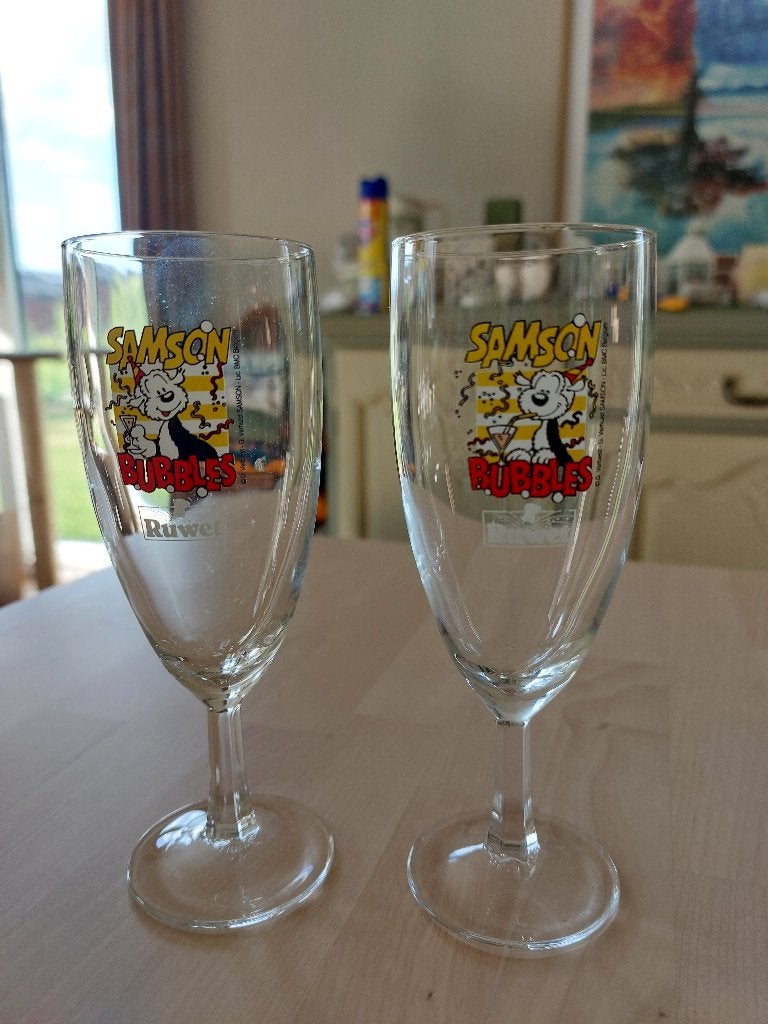 Samson Bubbles glazen – set van 2 – goede staat, Verzamelen, Glas en Drinkglazen, Zo goed als nieuw, Overige typen, Ophalen