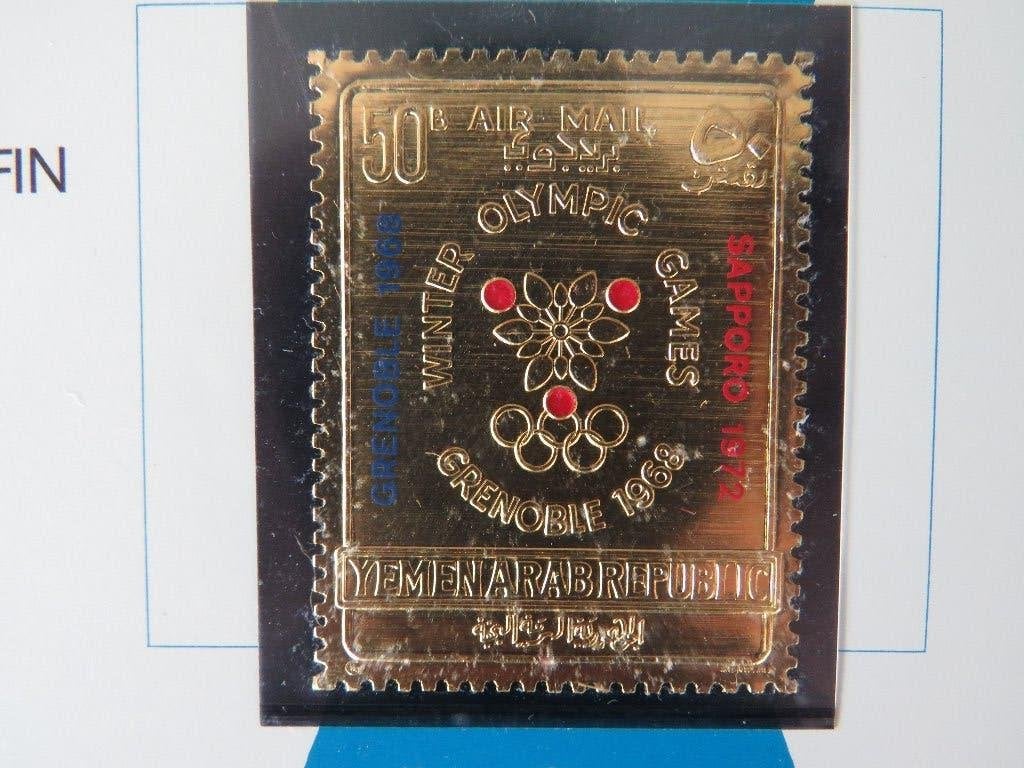 Postzegel Olympische spelen 24 karaat goud 1000/00 0.6g, Ophalen, Postfris, Sport