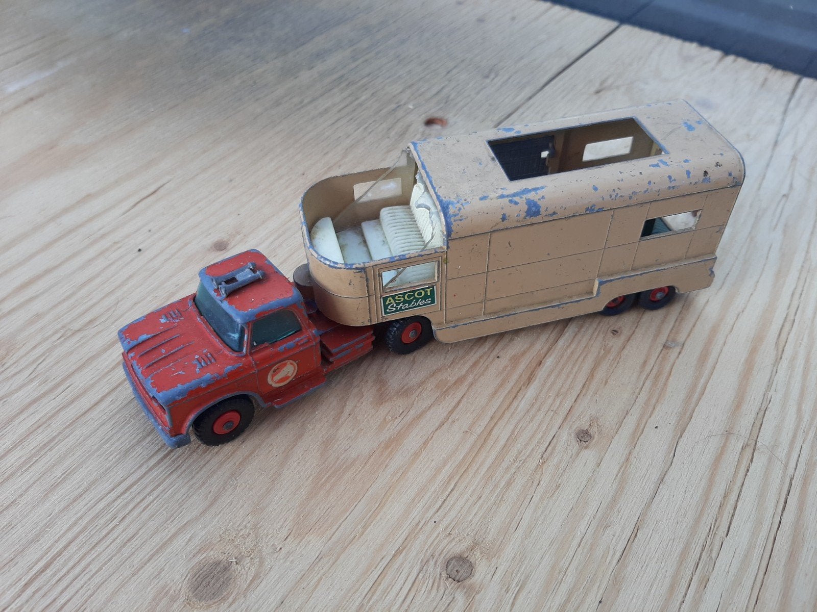 Matchbox King Size K-18 Dodge Tractor met paardentrailer, Ophalen of Verzenden, Gebruikt, Bus of Vrachtwagen, Lesney