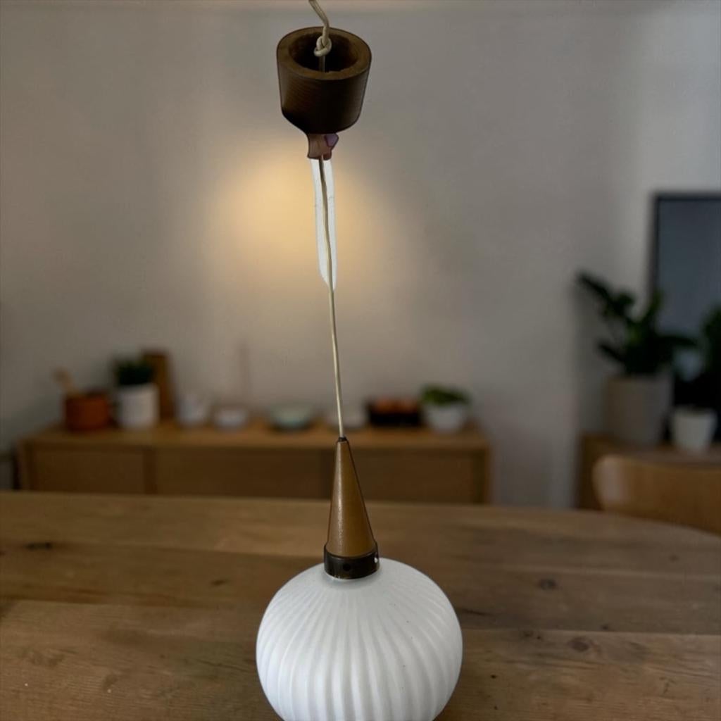 lampe suspendue vintage en verre blanc, Envoi, Utilisé