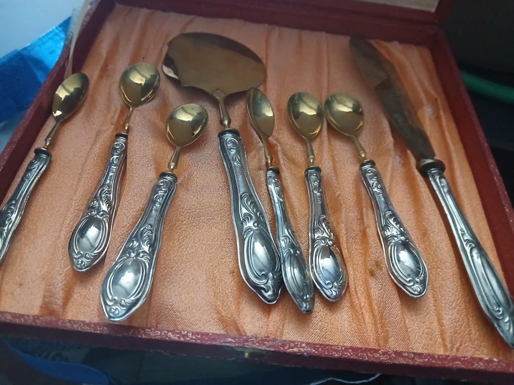 Bestek in zilver en vermeil 800, Huis en Inrichting, Keuken | Bestek, Ophalen of Verzenden, Zilver