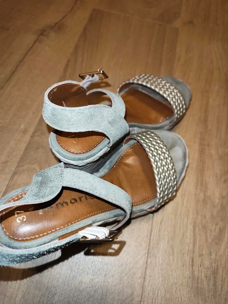 Tamaris sleehak maat 37, Kleding | Dames, Schoenen, Tamaris, Zo goed als nieuw, Groen, Sandalen of Muiltjes