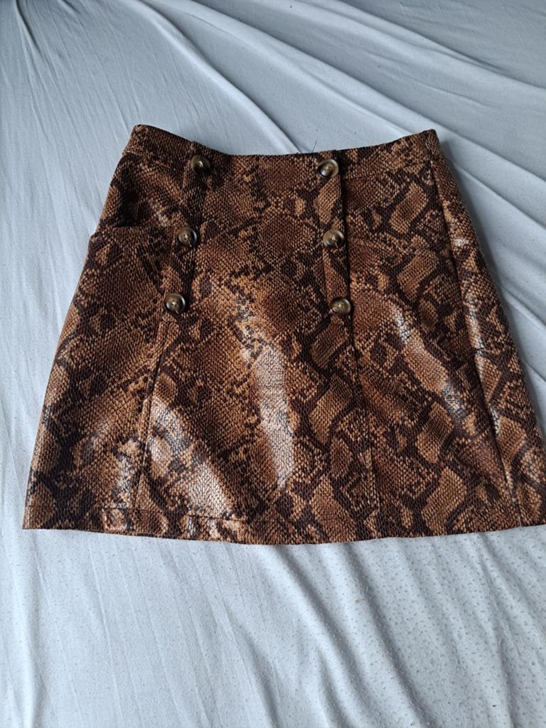 Korte rok met print, Kleding | Dames, Rokken, Ophalen, Bruin, Maat 36 (S), Gedragen