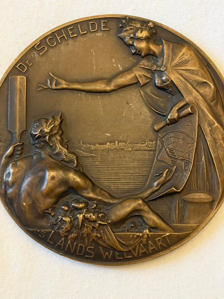 Antwerpen Schelde penning, Ophalen of Verzenden, Brons