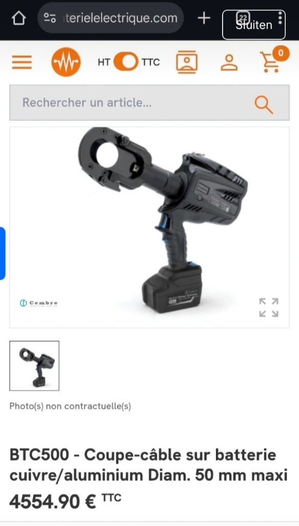 Coupe-câble hydraulique 4ah cembre, Bricolage & Construction, Outillage | Foreuses, Enlèvement, Comme neuf, 600 watts ou plus