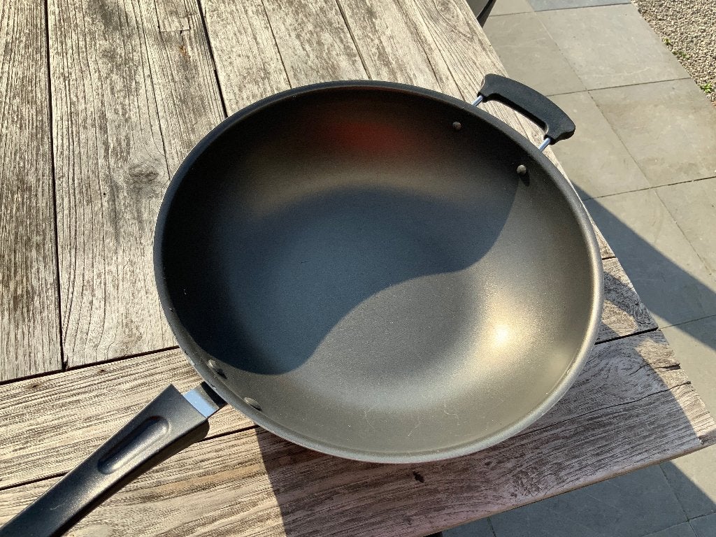 Wokpan, Ophalen, Gebruikt, Gietijzer, Krasbestendig
