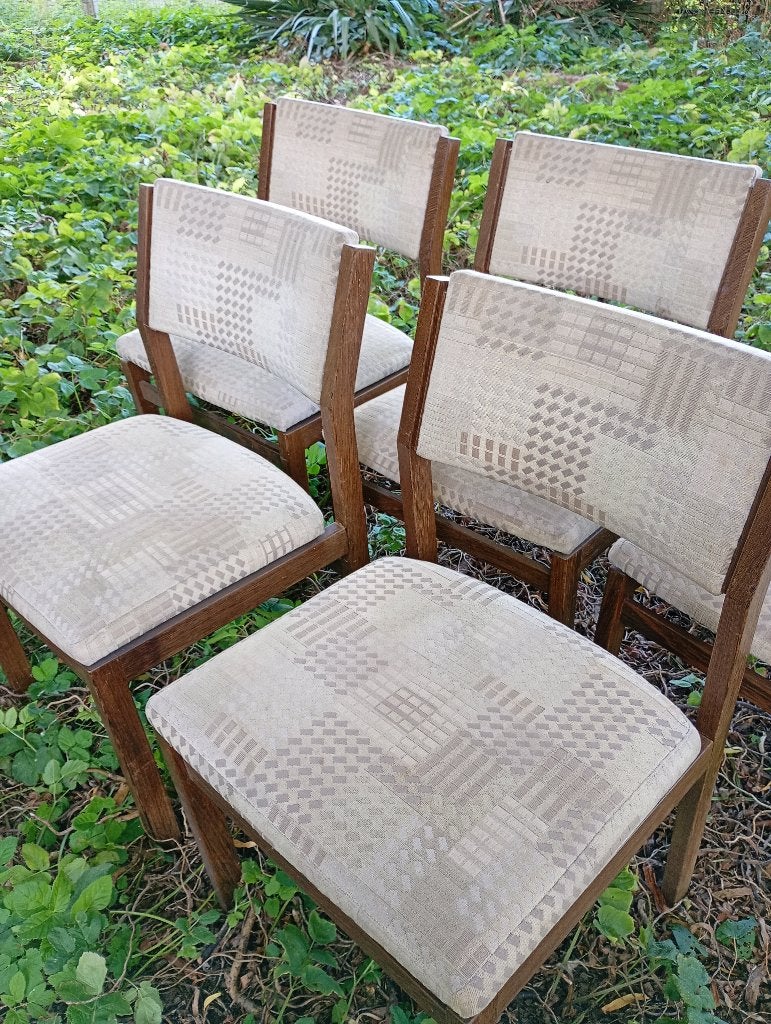 Set van 5 mid century Scandinavisch design stoelen met tafel, Ophalen